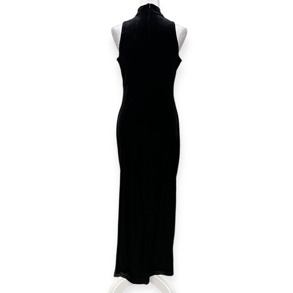 Danielle Casey Black Velvet Maxi Dress Size 14 Sleeveless Mock Neck Evening USA - Picture 3 of 13